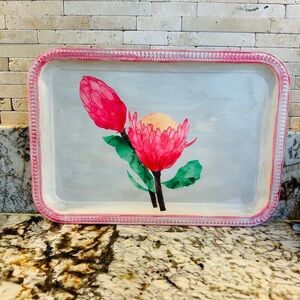 Floral Pink and Green Decorative Tray